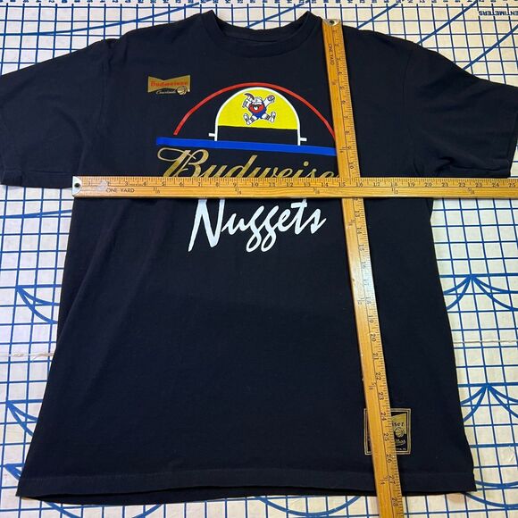 Mitchell & Ness Budweiser Denver Nuggets T-Shirt Sz L Black Courtside NBA Retro - Picture 10 of 10